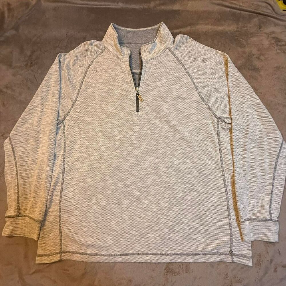 Tommy Bahama Grey Barrier Beach Reversible Half Zip sweatshirt Size XXL - 0242